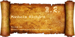 Manheim Richárd névjegykártya